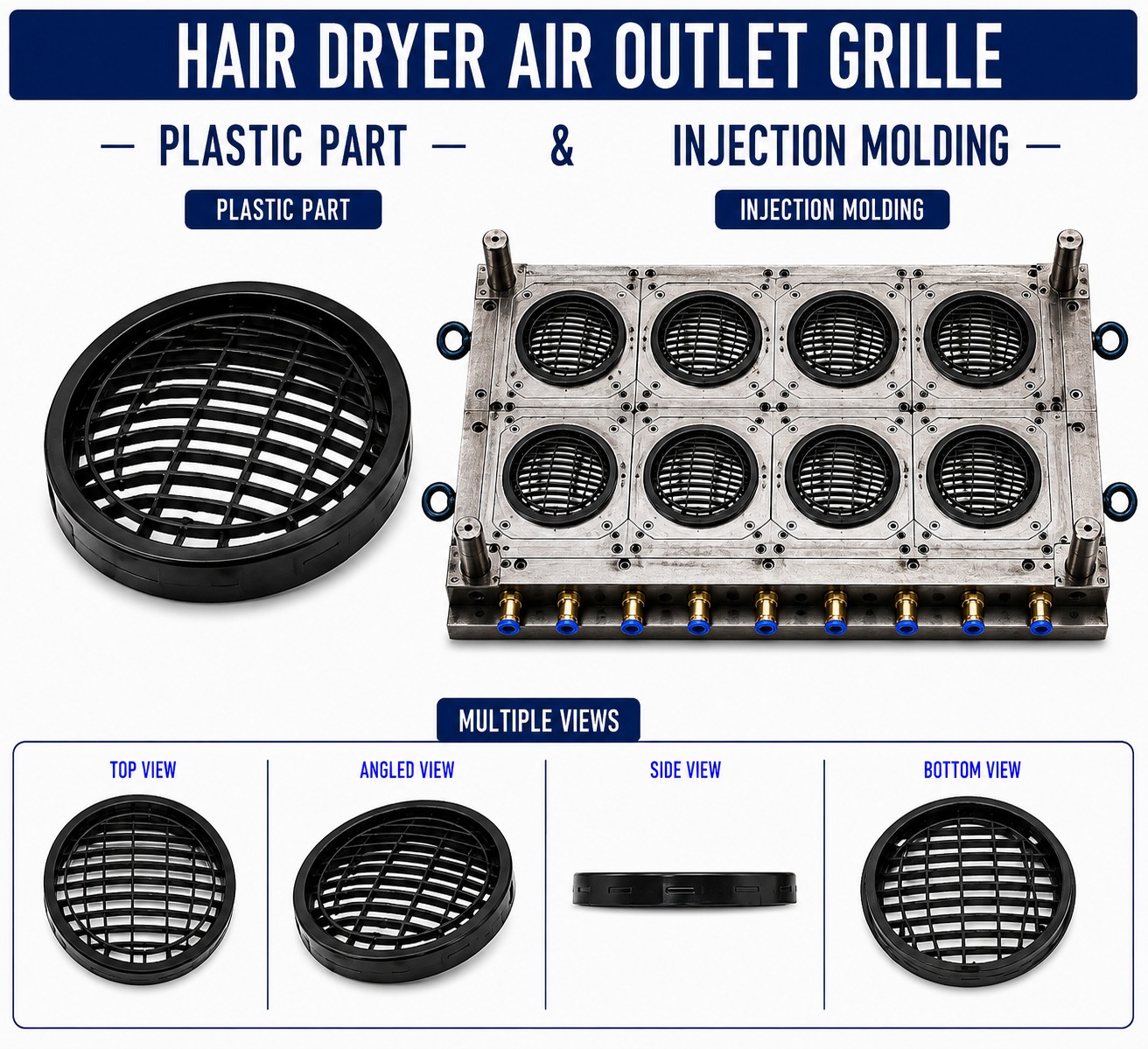 Hair Dryer Plastic Air Outlet Grille Mould and Moulding Service